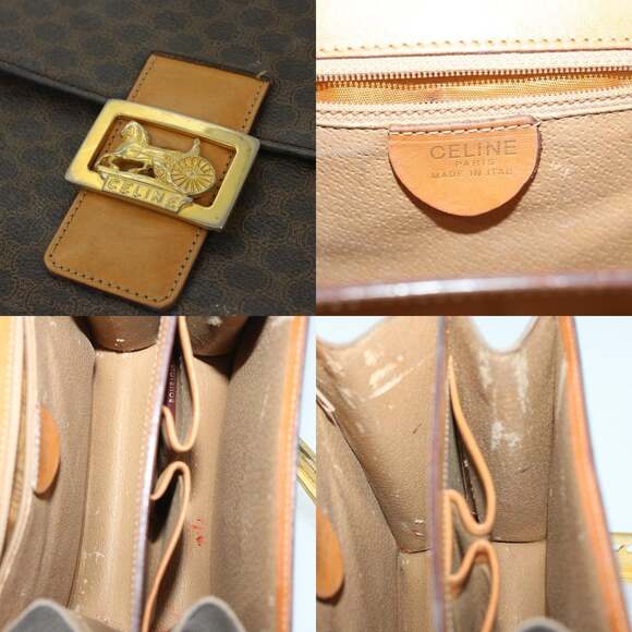 CELINE Macadam Canvas Hand Bag Pvc Brown - Picture 11 of 12